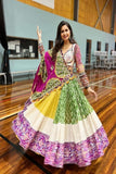 Arresting Cream Colored Designer Lengha For women With Real Mirror Work