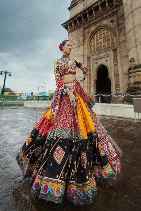 Buy Bollywood Model Multi color georgette floral lehenga in UK, USA and  Canada