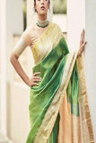 AdmiraBle Digital Printed Designer Green Saree Online