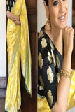 AdmiraBle Yellow Khadi Silk Designer Saree