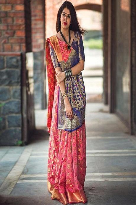 AMOUNEE-Buy authentic gujrati bandhani silk print saree online in ahmedabad  – AMOUNEE - Handloom & Handicraft