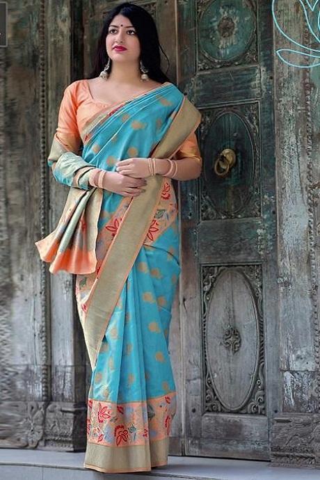 Staggering Firozi Color Soft Silk Saree With Blouse Piece – jineliyafashion