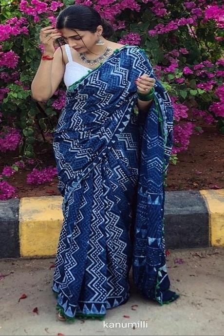 Buy Silk Blue Printed Classic Saree Online -