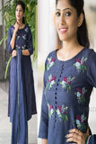 Fancy Dark Blue Color Heavy Work Kurti TDS2630