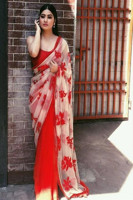 Designer Beautiful Ruffle Ready to Wear Saree With Stiched Sequence  Embroidered Blouse and Frill Saree Red Sari Lenga Saree Custom Stich 3 -  Etsy