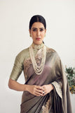 Gray  Sequin Dori Silk Embroidered Saree For Party