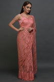 Adoring Pink Digital Printed Linen jari Patta Saree