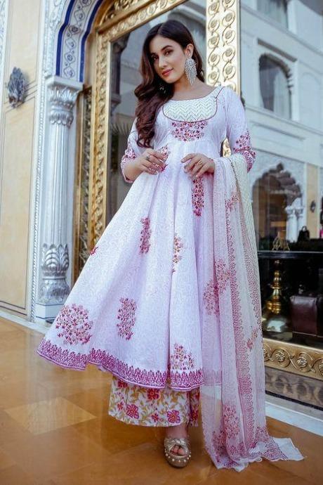 Buy Pearl White Anarkali Dress online-Karagiri