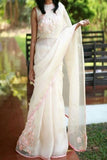 Glitzy White Color Designer Silk Saree Collection