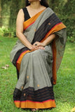 Engaging Gray Digital Printed Wedding Wear Saree Design