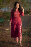 Ruby red color online kurti and plzaoo TDS1825