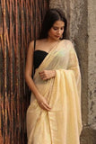 Cream Colored Designer Party Wear Saree Fashion