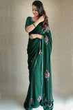 Delightful Party Wear Green  Silk Readymade Saree