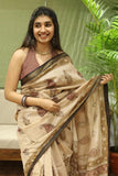 Artistic Cream Soft Banarasi Silk Saree With Fragrant Pink Blouse Piece