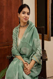 Eye-Catching Green Color Organza Base Heavy Worked Saree