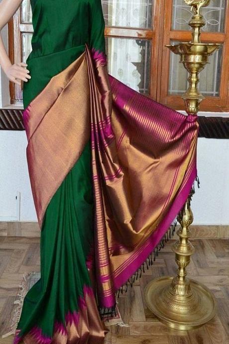Designer Silk Sarees Online Shopping,Latest Silk Saris Designs from  Kalaniketan: Sea Green