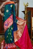 Heavenly Rama Colored Soft Satin Silk Saree B409