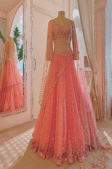 Girls' Lehenga Choli in Blue/Pink Color with Embroidery Work– PAAIE
