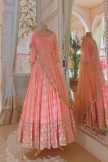 Pale Peach with Baby Pink Color Lehenga | Pink bridal lehenga, Indian  bridal dress, Indian bridal lehenga