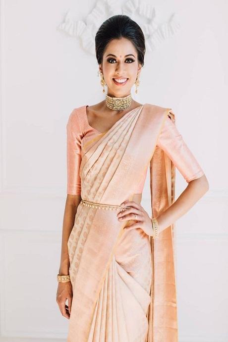 Coral Peach Silk Saree with Contrast Blouse | Peach color saree, Silk sarees  online shopping, Orange saree