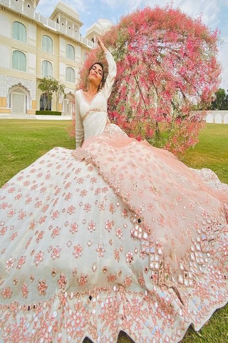 Pleasant White Colored Designer Wedding Wear Lehenga With Golden Dupat –  TheDesignerSaree