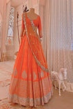 Glamour Orange Colored Velvet Lehenga Choli TDS4673