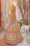 Cream Embroidered Party Wear Jacquard Lehenga Choli TDS4797