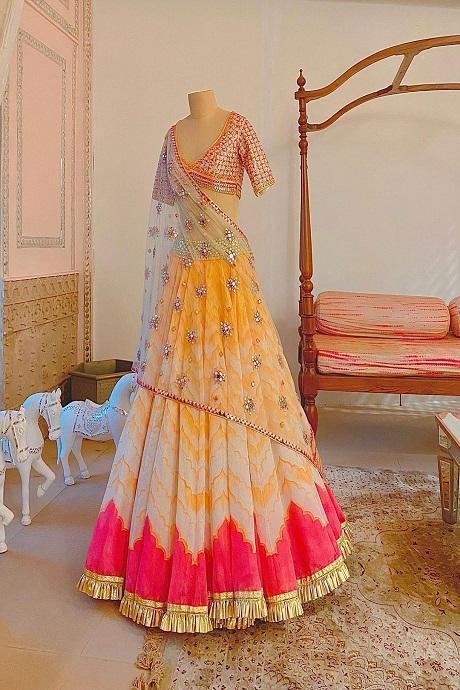 Lehenga Choli Beautiful Wedding Indian Party Women's Dress Wear Yellow  Designer Silk Net Dupatta Bridal Set Printed Ethnic Skirt - Etsy