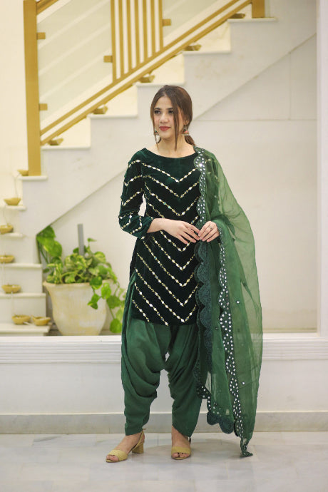 Designer Party Wear Dark Green Salwar Suit For Womans – Kaleendi