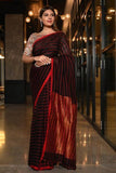 Cotton Linen Black Designer Saree