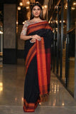 Desiring BIack Color Linen Cotton Saree