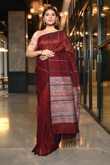 Maroon Color Sarees | Maroon Color Saree Online at BharatSthali