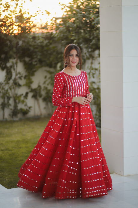 A Red Gown To Bring Out The Best In You | Bridal lehenga blouse design,  Long dress design, Designer party wear dresses