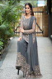 Appealing Gray Heavy EmBroidery Work Salwar Poncha Design
