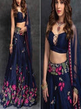 Appealing Navy Blue Colored Bridal Heavy Embroidered Lehenga Choli TDS5091