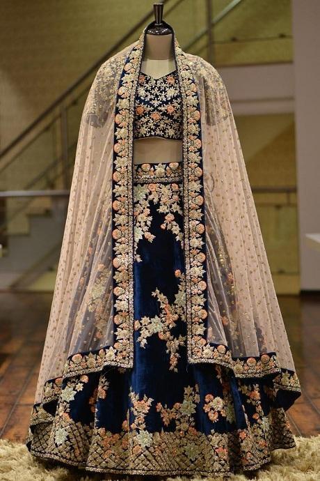 Buy Thai Silk Wedding Wear Lehenga Choli In Navy Blue Color Online -  LLCV01811 | Andaaz Fashion