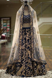 Alluring Navy Blue Colored Soft Silk Mor Work Lehenga Choli TDS4740