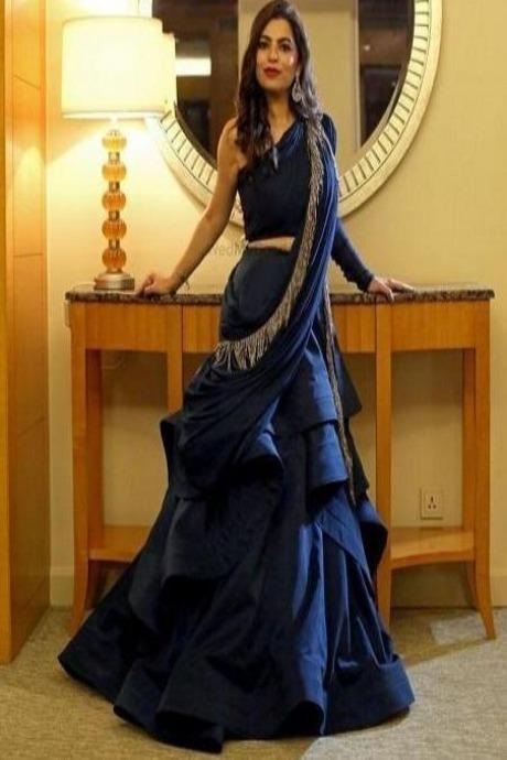Engagement, Mehendi Sangeet, Reception Blue color Georgette fabric Lehenga  : 1869278
