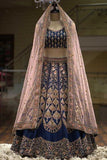 Banglori Silk & Satin Blue Embroidered Semi Stitched Lehenga Choli TDS4701