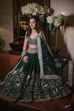 Green Heavy Embroidered Velvet Party Wear Lehenga Choli TDS4629