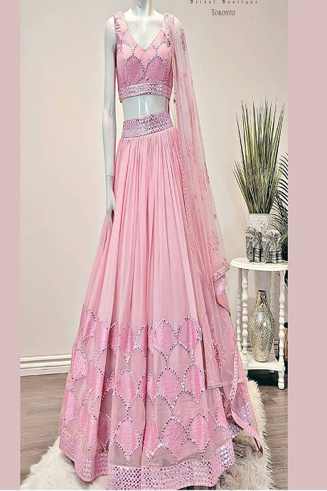 Light Pink Color Wedding Designer lehenga choli for Women - sethnik.com
