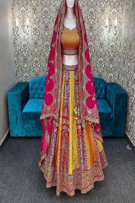 Charming Red Color Velvet Heavy Designer Bridal Wedding Lehenga Choli  -1503130663