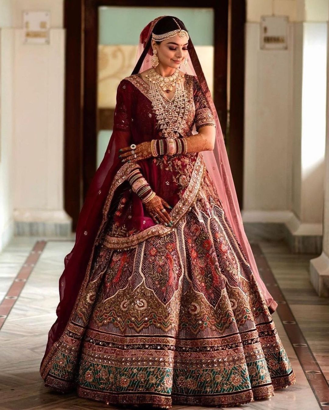 Wedding Function Wear Maroon Color Embroidered Lehenga Choli In Velvet  Fabric