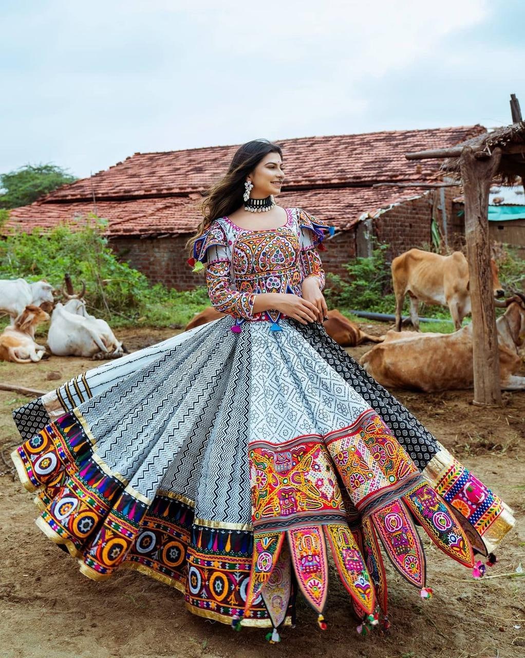 Multi Velvet Lehenga Choli With Heavy Embroidery