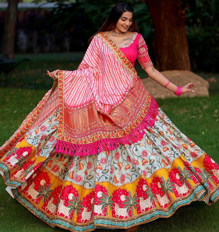 Ruritanian Floral Print Silk Designer Lehenga Choli