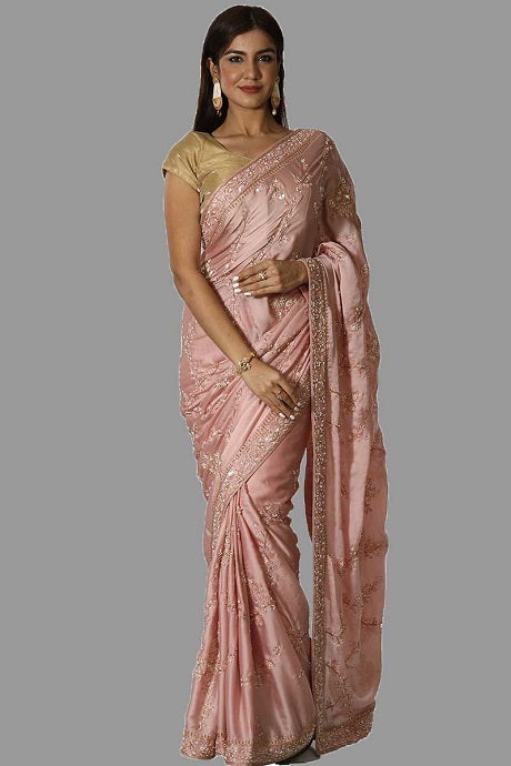 Brown Color Reception Wear Trendy Weaving Print Saree With Patola Design  Blouse