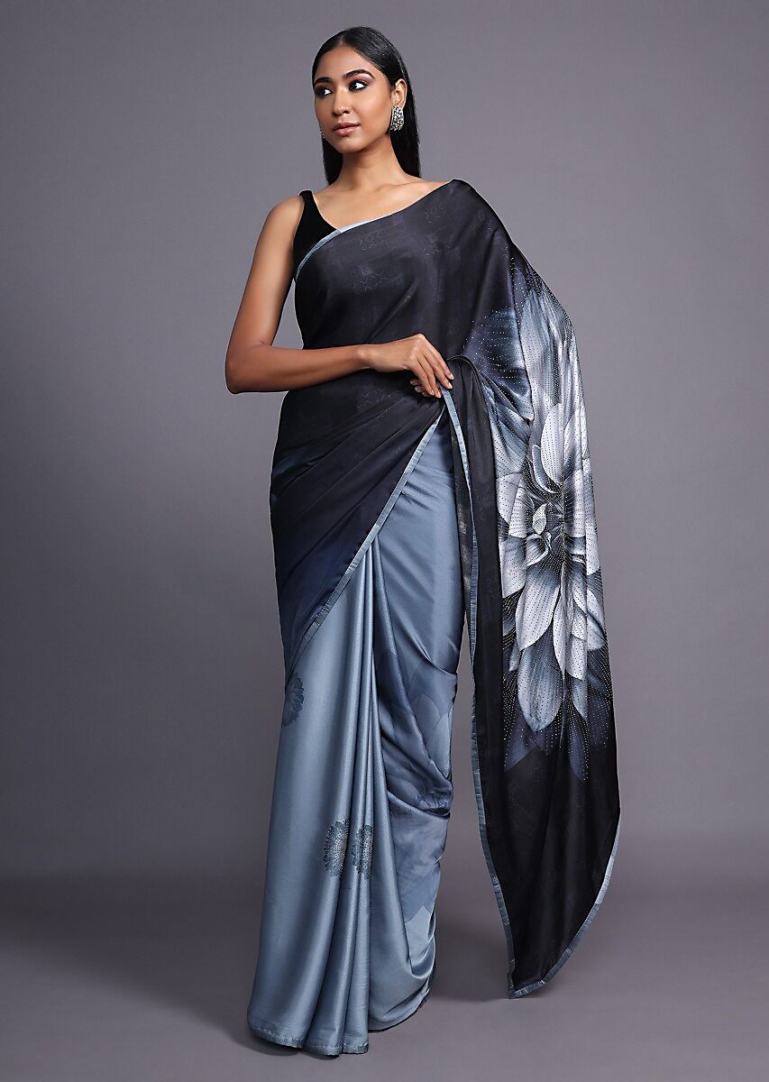 Soft satin silk with pleated party wear saree - ShopLance