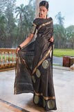 Intricate Black  Designer Soft Silk Party Wear Saree