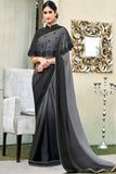 Black And Gray Colored Designer Beautiful Saree