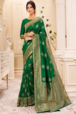 Green Color Designer Traditional Saree With Designer Blouse